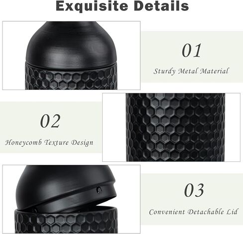Large Black Vases, 27/20/16.5 Inch Tall Floor Vase, Set of 3 Modern Honeycomb Texture Metal Flower Vase for Living Room Home Corner Hallway Decor in Saudi Arabia