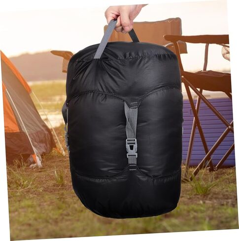 Compression Sack for Sleeping Bags Drawstring Stuff Sack with Adjustable Buckle Durable Polyester Space Saving for Camping and Hiking Supplies Black in Saudi Arabia
