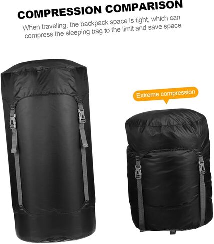Compression Sack for Sleeping Bags Drawstring Stuff Sack with Adjustable Buckle Durable Polyester Space Saving for Camping and Hiking Supplies Black in Saudi Arabia