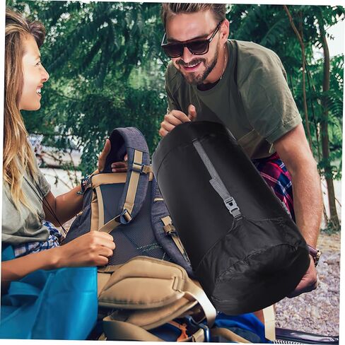Compression Sack for Sleeping Bags Drawstring Stuff Sack with Adjustable Buckle Durable Polyester Space Saving for Camping and Hiking Supplies Black in Saudi Arabia