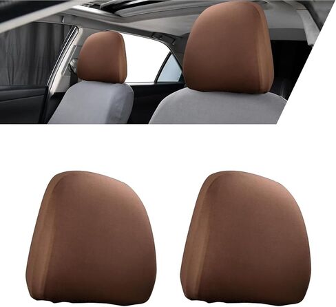 2 PCS Car Headrest Cover, High-Elastic Waterproof Anti-Scratch Full-wrap Seamless PU Leather Protector, for Auto Headrest Protection & Decoration, Universal for Sedans SUVs (Black #M) in Saudi Arabia