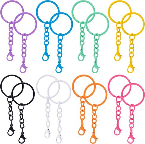 16 Pcs Metal Keychain Clip, Colorful Swivel Snap Hook with Key Rings, Swivel Keychain Hook, Lobster Keychains Clasps for Keychains DIY Crafts (8 Styles) in Saudi Arabia