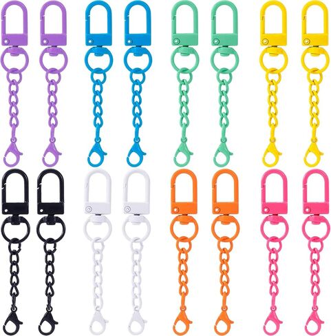 16 Pcs Metal Keychain Clip, Colorful Swivel Snap Hook with Key Rings, Swivel Keychain Hook, Lobster Keychains Clasps for Keychains DIY Crafts (8 Styles) in Saudi Arabia