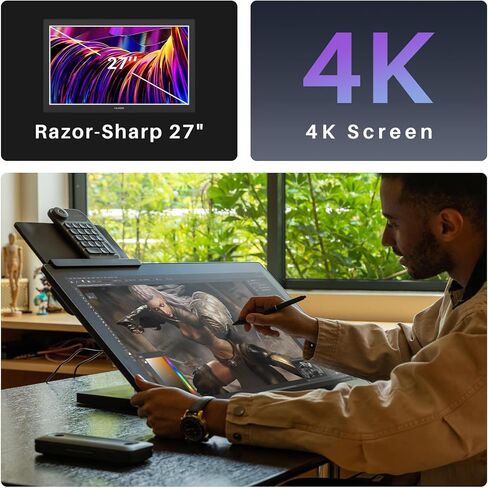 تابلت الرسم HUION KAMVAS Pro 27 بدقة 4K UHD مع حزمة شاشة وقلم HUION Slim PW600S in Kuwait