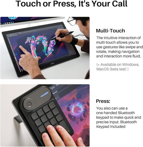 تابلت الرسم HUION KAMVAS Pro 19 4K UHD مع حزمة شاشة تعمل باللمس وقلم HUION Slim PW600S in Kuwait