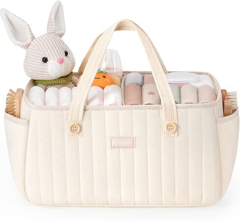 Baby Diaper Caddy Organizer for Wipes, Diapers Storage Basket with Handle, Car Caddy Organizer Boy & Girl & New Parent Gift, Baby Shower, Newborn Essentials, Nursery Bin Soft Large Tote Bag in Saudi Arabia