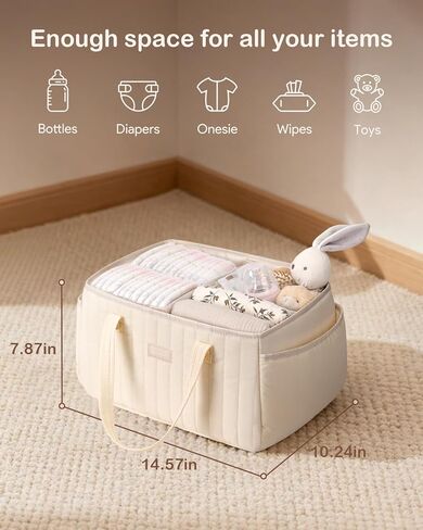 Baby Diaper Caddy Organizer for Wipes, Diapers Storage Basket with Handle, Car Caddy Organizer Boy & Girl & New Parent Gift, Baby Shower, Newborn Essentials, Nursery Bin Soft Large Tote Bag in Saudi Arabia