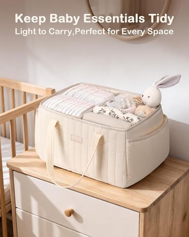Baby Diaper Caddy Organizer for Wipes, Diapers Storage Basket with Handle, Car Caddy Organizer Boy & Girl & New Parent Gift, Baby Shower, Newborn Essentials, Nursery Bin Soft Large Tote Bag in Saudi Arabia