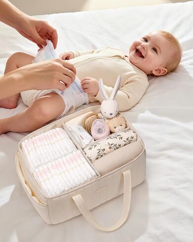 Baby Diaper Caddy Organizer for Wipes, Diapers Storage Basket with Handle, Car Caddy Organizer Boy & Girl & New Parent Gift, Baby Shower, Newborn Essentials, Nursery Bin Soft Large Tote Bag in Saudi Arabia
