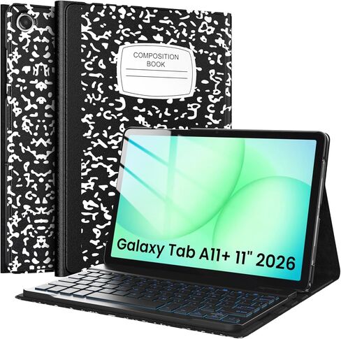 TiMOVO Keyboard Case for Samsung Galaxy Tab A11 Plus/A11+ 2026, Wireless Magnetic Detachable Keyboard with LED Backlight, Black in Kuwait