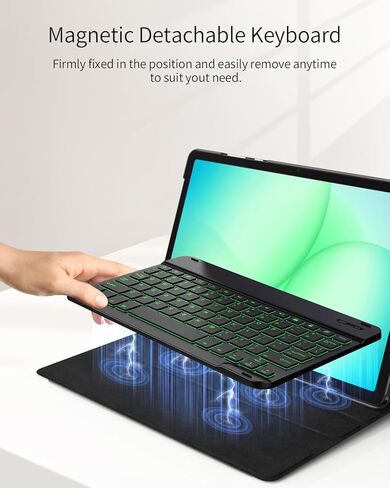 TiMOVO Keyboard Case for Samsung Galaxy Tab A11 Plus/A11+ 2026, Wireless Magnetic Detachable Keyboard with LED Backlight, Black in Kuwait