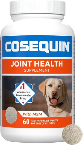 Nutramax Laboratories Cosequin Maximum Strength Joint Health Supplement for Dogs - With Glucosamine, Chondroitin, MSM, and Hyaluronic Acid, 75 Chewable Tablets (Pack of 1) in Saudi Arabia