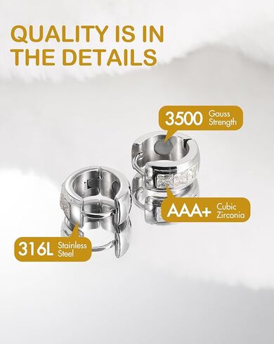 Feraco Magnetic Hoop Earrings for Women with 3500 Gauss Neodymium Magnet, 316L Stainless Steel Magnetic Therapy Jewelry, Ear Acupuncture in Kuwait