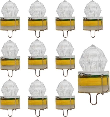 10 حزمة ملونة LED قطرة عميقة أضواء الصيد المياه تنشيط الماس السحر الصيد ضوء الليل للماء جاذبة تحت الماء للمياه المالحة سمك أبو سيف المياه العذبة التونة in Kuwait