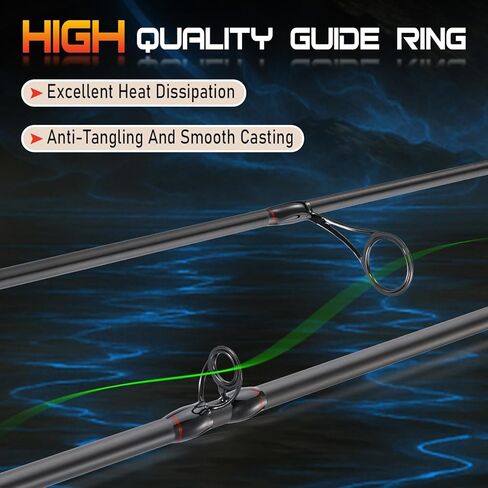 Sougayilang Fishing Rods, 2-Section Carbon Fiber Spinning&Casting Rod with Comfortable Cork Handle Suit for Freshwater Saltwater Night Fishing Pole in Saudi Arabia