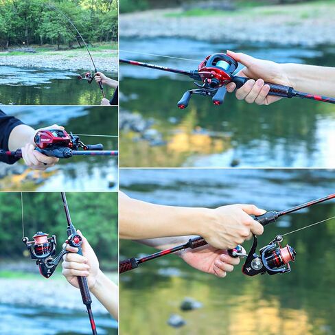 Sougayilang Fishing Rods, 2-Section Carbon Fiber Spinning&Casting Rod with Comfortable Cork Handle Suit for Freshwater Saltwater Night Fishing Pole in Saudi Arabia