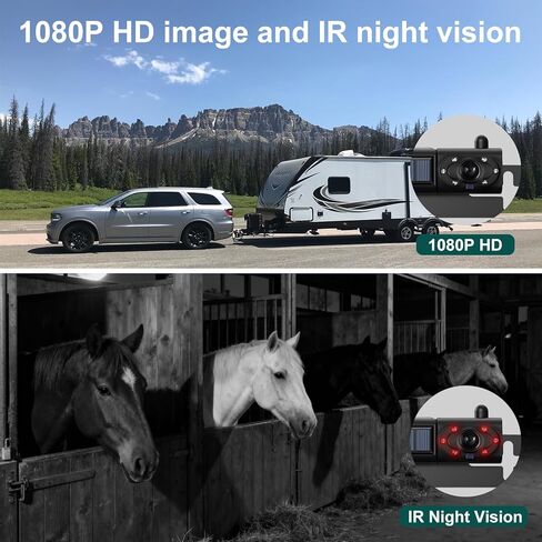 1080P Solar Wireless Backup Camera with 5in Monitor, 5000mAh Rechargeable Battery and Solar Panel, IP69K Waterproof, IR Night Vision, Support 2 Cameras, for Car, RV, Trailer, Camper (0092) in Saudi Arabia