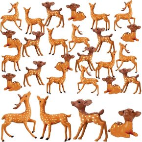 24 قطعة من تماثيل الغزلان المصغرة من Soulchen، تماثيل حيوانات الغابة، مجموعة مخلوقات الغابة المصغرة، مجموعة أغطية كعكة غزال سيكا، مستلزمات حفلات الحيوانات لتزيين الكيك بالمناظر الطبيعية الصغيرة (3 أنماط) in Kuwait