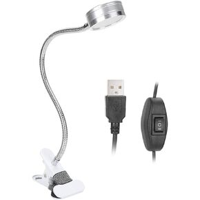 Clip on Reading Clamp Light,LED Reading Lights,USB Warm Cold Color Temperature 360 Degrees Adjustable Gooseneck (Silver) in Saudi Arabia