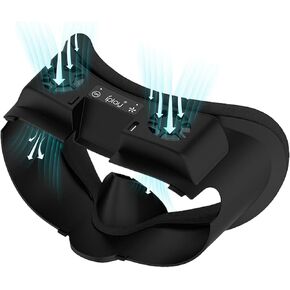 مروحة تبريد بغطاء الوجه لـ Oculus Quest 3، مبرد مروحة وسادة إسفنجية مريحة مع وضعين RGB، تهوية نشطة لدوران الهواء لتخفيف ضباب العدسة - أسود in Kuwait