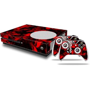 غلاف لاصق من الفينيل متوافق مع وحدة التحكم وأجهزة التحكم Xbox One S - Skulls Confetti Red in Kuwait