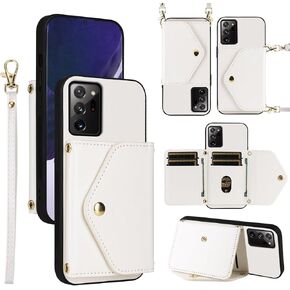 Wallet Case for Samsung Galaxy Note 20 Ultra 5G with Wrist Strap Shoulder Strap, Credit Card Holder Stand Phone Cover for Note20 Plus Notes 20Ultra Note20+ U + 20+ Twenty Not S20 Women Purple in Saudi Arabia