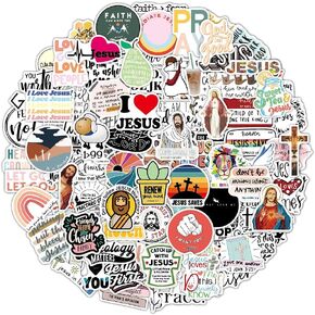 Christian Stickers | 100pcs Random Stickers Pack | Adults Teens Kids | Waterproof Vinyl Stickers Decals | Water Bottle Skateboard Helmet Laptop Bicycle in Saudi Arabia