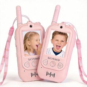 أجهزة اتصال لاسلكية للفيديو من الجيل الثاني من SKYROKU للأطفال | لعبة المغامرات والتخييم في الهواء الطلق بمدى 2000 قدم وكاميرا وأزياء افتراضية تعمل بالذكاء الاصطناعي | هدية عيد ميلاد قابلة لإعادة الشحن للأعمار من 2 إلى 10 سنوات (عبوة من قطعتين باللون الأز in Kuwait