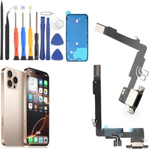 Dock Connector for iPhone 16 Pro Max Charging Port Flex Cable Replacement for iPhone 16 Pro Max A3296 A3084 A3295 A3297 USB Charger Dock Board Connector with Tools(Black) in Kuwait