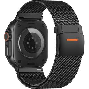 Adorve أحزمة معدنية متوافقة مع Apple Watch Ultra 3/2/1 Band 49mm 46mm 45mm 44mm 42mm للرجال، شبكة معدنية مغناطيسية من الفولاذ المقاوم للصدأ حلقة ميلانيزية رياضية لسلسلة iWatch Bands Series11 10 9 8 7 6 5 4 3 SE3/2/1 in Kuwait