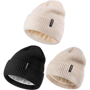 MSDC Beanies Women 3 Pack، قبعات شتوية للنساء والرجال مبطنة بالصوف دافئة للطقس البارد، قبعة صغيرة للنساء قبعة جمجمة أنيقة in Kuwait
