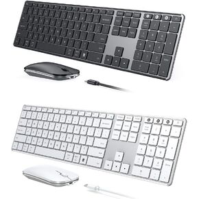 seenda Wireless Bluetooth Keyboard and Mouse Combo (USB + Dual BT), SKM64-3 Multi-Device Rechargeable Slim Keyboard and Mouse, Compatible for Win 7/8/10, MacBook Pro/Air, iPad, Tablet in Saudi Arabia