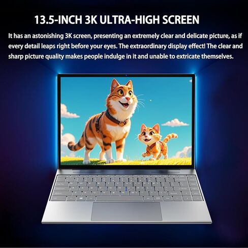 13.5-inch portable touchscreen laptop computer,16GB RAM,512GB SSD,3K (3000×2000) IPS,Celeron N95 processor up to 3.4 GHz,10000mAh battery,backlit keyboard,fingerprint unlocking,Win 11 Pro,slim laptops in Saudi Arabia