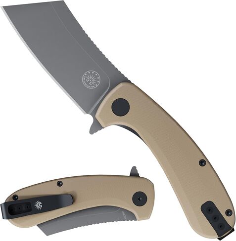 سكاكين خارج الشبكة - سكين EDC قابل للطي من CLEAVER V3 مع فولاذ Sandvik 14C28N، ومقاييس G10، ومحامل سيراميك، ومشبك عميق لحمل اليد اليسرى واليمنى، وحركة الإغلاق، والحمل اليومي القوي (ذئب البراري) in Kuwait