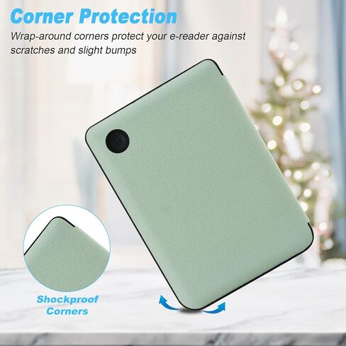 Case for Kobo Clara BW (Model N365) / Clara Colour (Model N367) / Clara 2E 6", Ultra Slim Lightweight Folio Premium PU Leather Protective Cover with Auto Sleep/Wake Function, Agave Green in Saudi Arabia