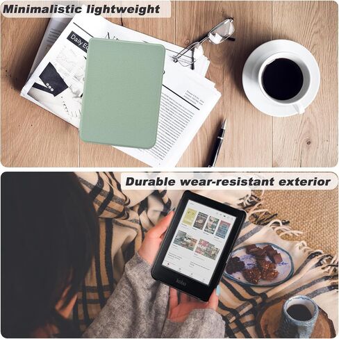 Case for Kobo Clara BW (Model N365) / Clara Colour (Model N367) / Clara 2E 6", Ultra Slim Lightweight Folio Premium PU Leather Protective Cover with Auto Sleep/Wake Function, Agave Green in Saudi Arabia