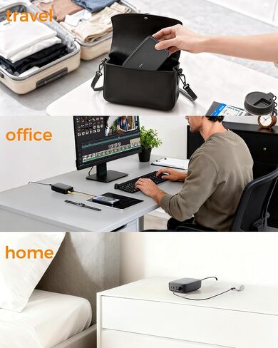 Wireless Charging Station for Multiple Device PD 65W USB C, TESSAN 6 in 1 Magnetic Wireless Charger Station, 5 Ft USB Charging Block Compatible with iPhone, Android Phone, Tablet, Laptop, Home Office in Saudi Arabia