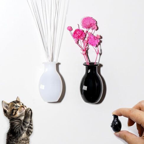 Nuvretk 2PCS Cat Whisker Holder – Mini Fridge Magnet Vases with Glass Paw Design for Keepsake, Pet Hair, or Flower Display (Blue & Gray) in Saudi Arabia