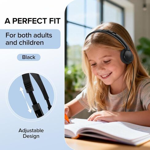 Bulk Headphones for Kids Classroom School 25 Pack K-12,Wholesale Wired On-Ear Headphones,Stereo Clear Sound,Student Earphones with 3.5mm Jack for Online Learning(HLY002 Black) in Saudi Arabia