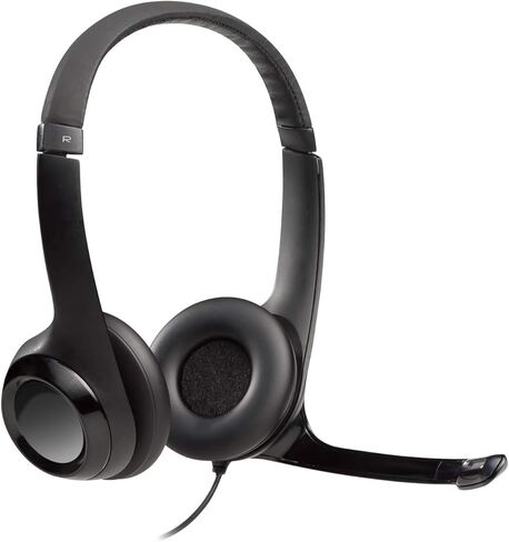 Logitech USB Headset H390 with Noise Cancelling Microphone - Includes Headphone Cleaner with Microfiber Cleaning Cloth - Bundle in Saudi Arabia