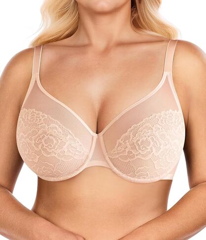 BRABIC Minimizer Bras for Women Full Coverage Unlined Black Lace Bra with Underwire Lifting Support for Large Bust (38C, Black) in Saudi Arabia