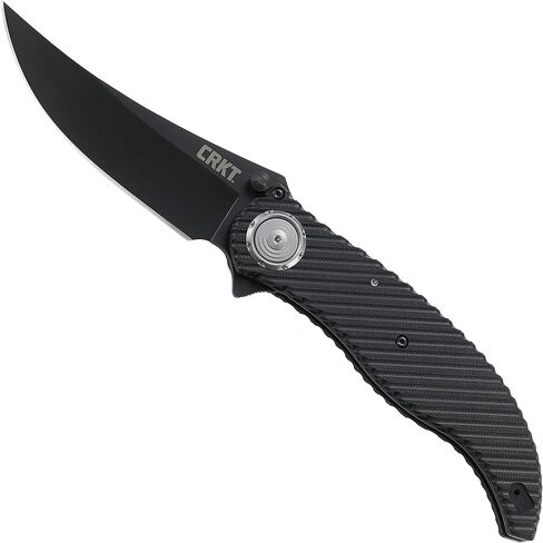 سكين شفرة ثابتة من CRKT Clever Girl مع غمد: فولاذ SK5 مطلي بالمسحوق، شفرة منسوجة للأعلى، مقبض من النايلون المزخرف، غمد متوافق مع مولي 2709، أسود in Kuwait
