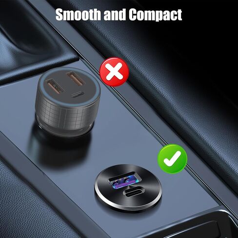 شاحن سيارة صغير من الألومنيوم بمنفذ USB 12 فولت مع منافذ PD30W وQC 18 وات، مقبس شاحن بديل ولاعة سجائر بقطر 22 مم مثبت مسبقًا بسلك مسبق لسيارة قارب RV شاحنة دراجة نارية، إلخ. in Kuwait