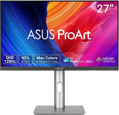 ASUS ProArt Display 27" 1440P Professional Monitor (PA278QGV) – IPS, QHD (2560 x 1440), 95% DCI-P3, Color Accurate, ΔE<2, Calman Verified, 120Hz, HDR-10, Light Sync, Ergonomic, 3 yr Warranty in Saudi Arabia