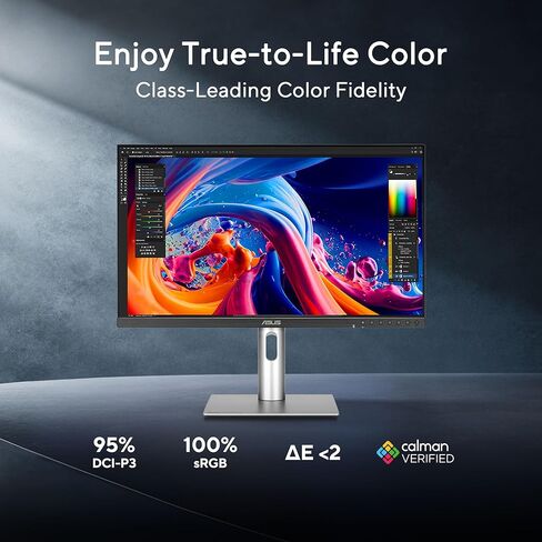 ASUS ProArt Display 27" 1440P Professional Monitor (PA278QGV) – IPS, QHD (2560 x 1440), 95% DCI-P3, Color Accurate, ΔE<2, Calman Verified, 120Hz, HDR-10, Light Sync, Ergonomic, 3 yr Warranty in Saudi Arabia