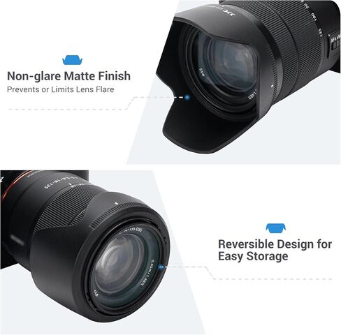 JJC ALC-SH153 Bayonet Reversible Lens Hood + 2-Pack 55mm Front Lens Cap Cover for Sony E 18-135mm f/3.5-5.6 OSS Lens in Saudi Arabia