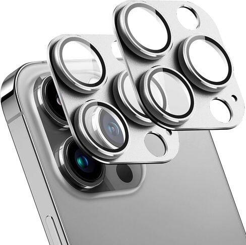 عبوتان من واقي عدسة الكاميرا لهاتف iPhone 17 Pro، غطاء شاشة كاميرا خلفية من الزجاج المقوى المعدني AR، مضاد للخدش، امتصاص قوي، صديق للحافظة، سهل التركيب - فضي in Kuwait