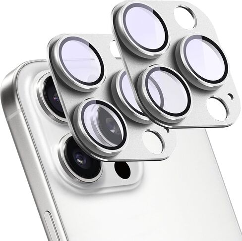عبوتان من واقي عدسة الكاميرا لهاتف iPhone 17 Pro، غطاء شاشة كاميرا خلفية من الزجاج المقوى المعدني AR، مضاد للخدش، امتصاص قوي، صديق للحافظة، سهل التركيب - فضي in Kuwait