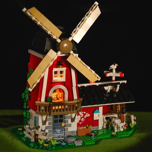 Farmhouse Building Sets, Ranch Cottage Toy Buildings Blocks for Adults, LED Lights Model Building Kits Birthday Office Home Decor for Boys Girls Teens 14+, 1268PCS in Saudi Arabia