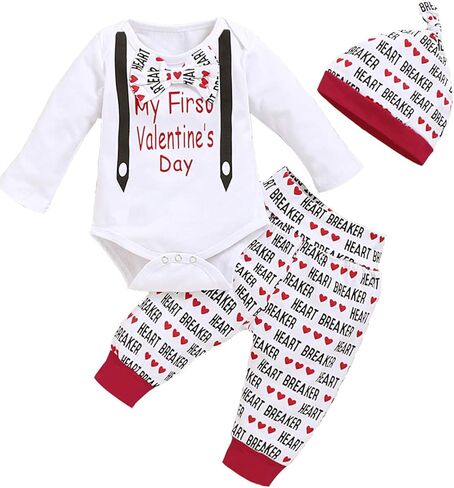 Shalofer Baby Boys Cute Festival Bodysuit Baby Gentleman Outfit with Hat in Kuwait